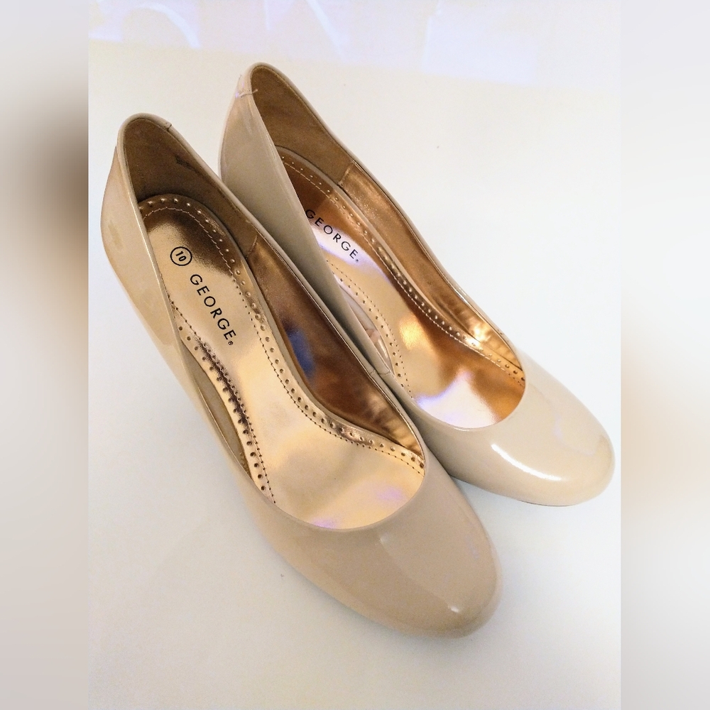 George Nude Round Toe Stiletto Pumps Women's Size 10 NIB Classic Career Heels - Picture 5 of 8
